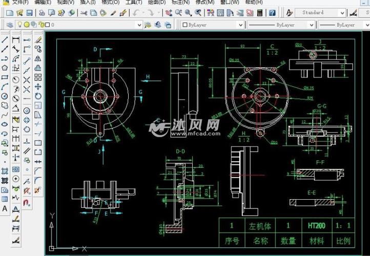 比亚乔摩托车发动机50cc 2t 二维图纸