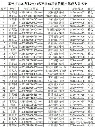 被惩戒的34名雷州籍人员名单中,乌石镇4人,东里镇4人,调风镇3人,龙门