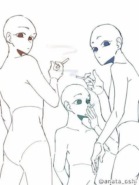 如何画多个人物的构图三人人物构图教程