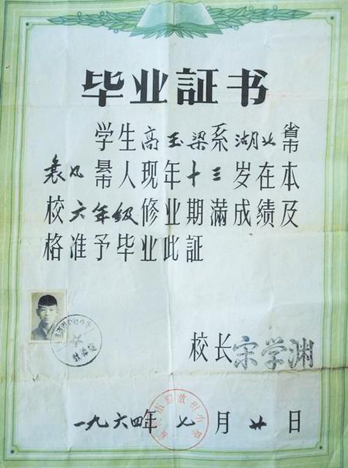 图文48年前的小学毕业证