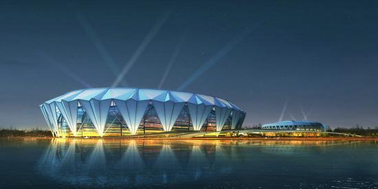 天津市河北区东纵隧道两年前在建时与天津市火车头足球俱乐部的体育场