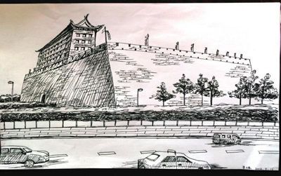 美院学生恋上西安古建筑手绘画说城墙美景(组图)