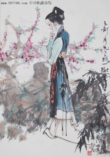 谢志高赏花图-人物国画原作--se15794991-零售-7788收藏__中国收藏