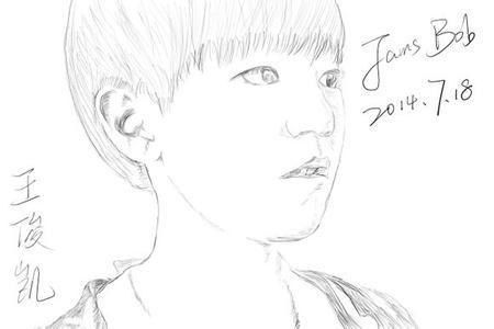 王俊凯素描简笔画上半身