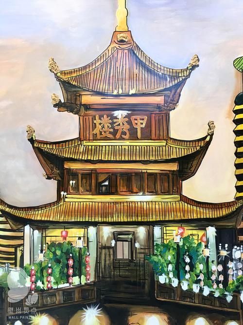 手绘甲秀楼夜景-今日效果完成,待加框裱