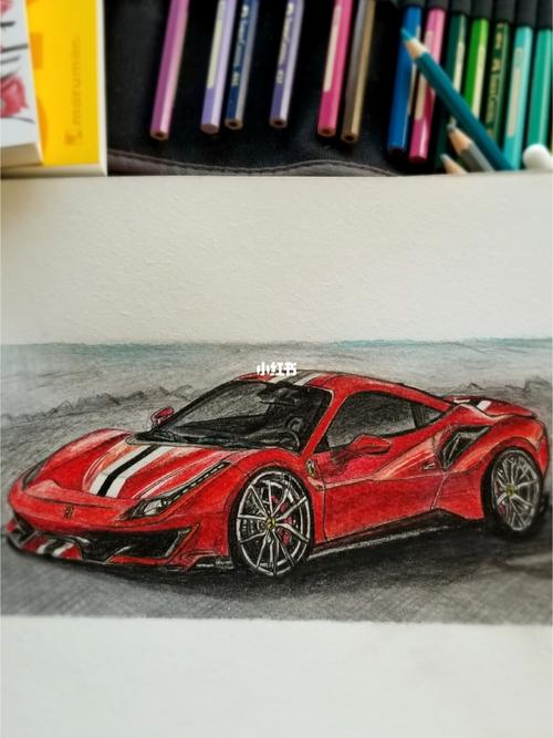 法拉利跑车 07 彩铅_彩铅_跑车_法拉利怎么样_彩铅画_文化_绘画