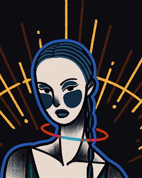 单眼皮腮蓝女士