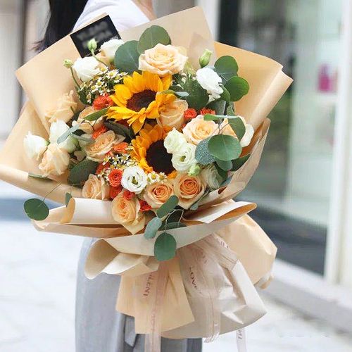 玫瑰向日葵混搭花束东莞鲜花速递同城南城常平虎门清溪生日送花店