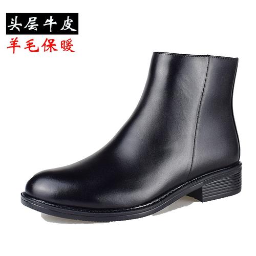 校尉常服毛皮鞋男真皮加绒皮靴冬季羊毛保暖马丁靴子防水军工棉靴