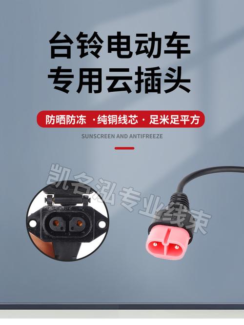 新款台铃电动车云充电口公母插头插座台铃云充电器输出线八字插头