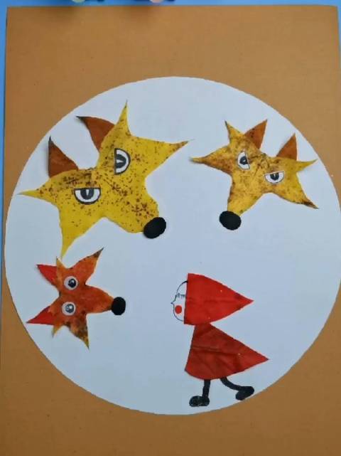 %树叶贴画%手工贴画%手工diy %幼儿手工#手工##秋天来了#秒懂创意的