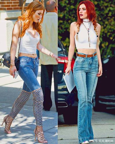 美国女星贝拉·索恩时髦街拍,挑战夸张发色,热爱紧身性感风!