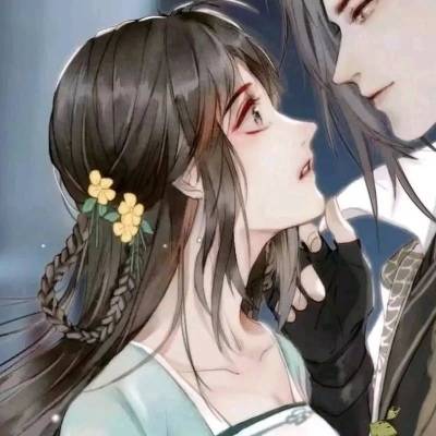 情侣头像桃花遮脸动漫