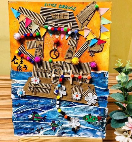 6-7岁,综合材料运用——拼贴画《船》_创意美术_少儿创意美术_母婴