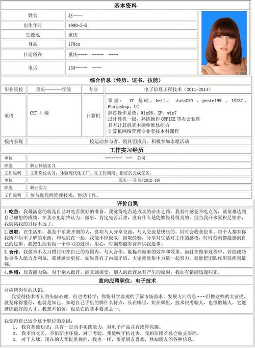 优秀经典个人简历模板参考