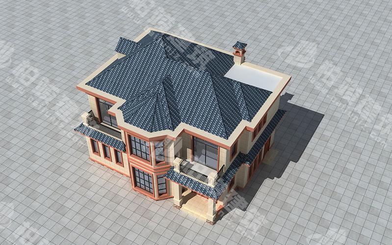 农村二层小别墅设计,二层简欧风格,屋顶平坡结合,内部