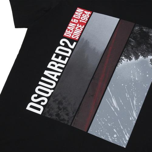dsquared2(d二次方) 男士黑色棉质logo字母休闲短袖t恤 s71gd0550s