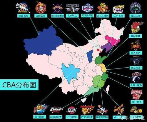 cba球队分布图