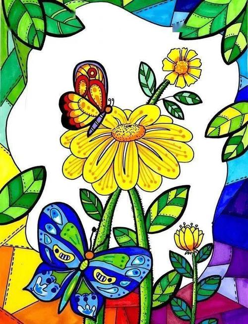 【儿童画教程】花丛中的蝴蝶!