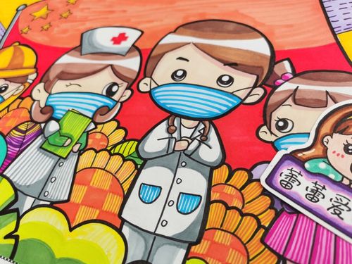 疫情防控主题画_疫情_儿童画_创意美术_疫情防控主题画_人文_绘画