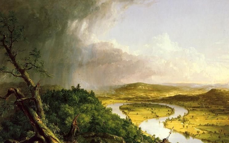 一幅充满诗意的乡村景象——托马斯·科尔风景油画《牛轭湖》作品鉴赏