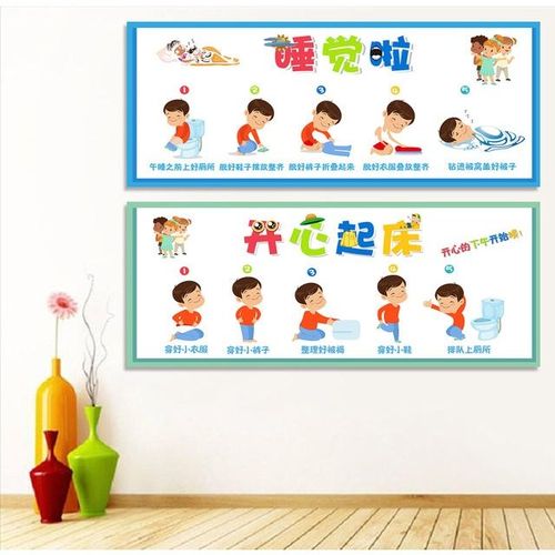 幼儿园午睡室贴纸托管早教起床流程温馨提示墙贴休息