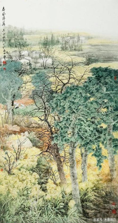 有田园的诗意有诗意的田园陈危冰山水画
