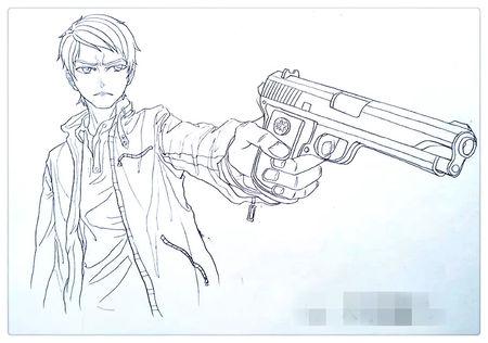 有没有类似这种的持枪男的线稿