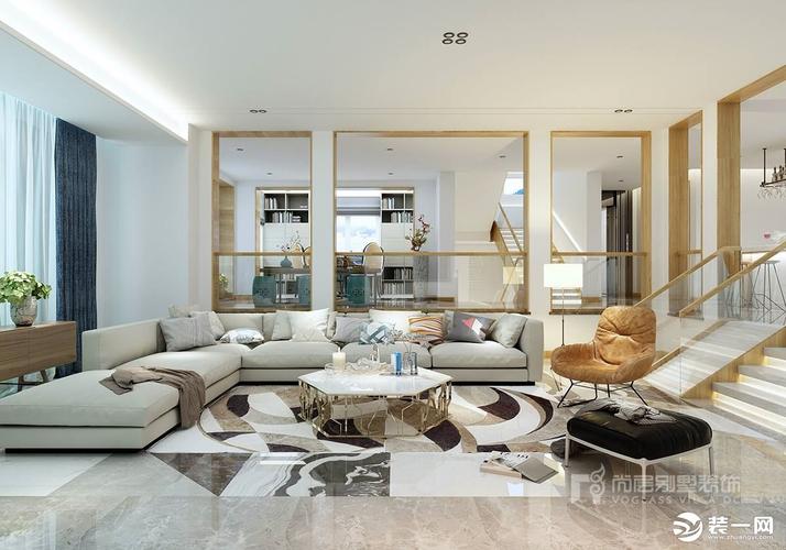 东莞丰泰华园800多平别墅客厅现代简约风格装修