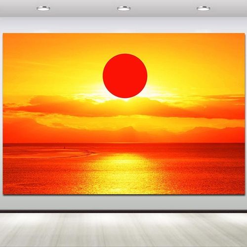 旭日东升日出红太阳海水画鸿运当头客厅办公室装饰画挂画f81