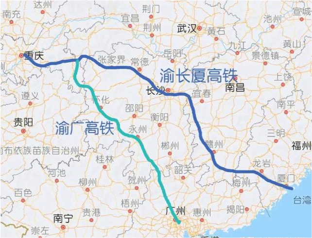 "黔江弯"不存在,黔江只是一渝长厦和渝怀广2条高铁的交汇点