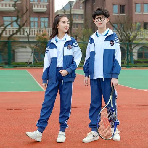 中学小学生校服三件套幼儿园夏季园服儿童运动一年级班服蓝色套装