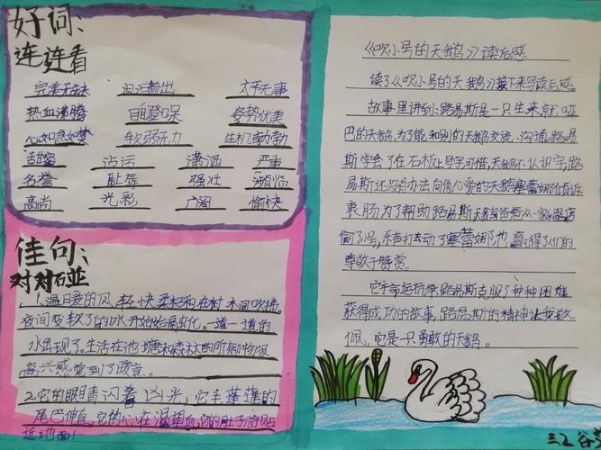 天鹅之光:勇敢 努力 坚持 感恩——《吹小号的天鹅》读书成果汇报(第