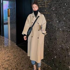 米色西装领双面羊绒大衣女中长款高端冬季赫本风韩版呢子外套羊毛