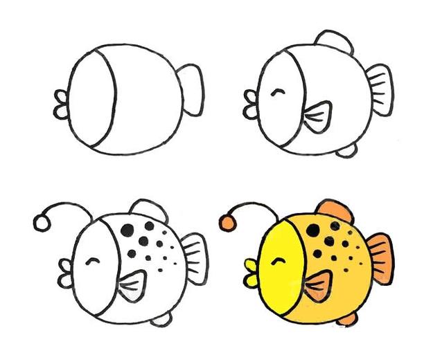 简笔画,琵琶鱼的画法步骤图片