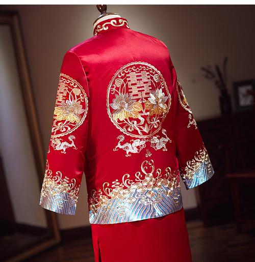 男士新郎秀禾服中式结婚婚礼男装大马褂大码喜服唐装