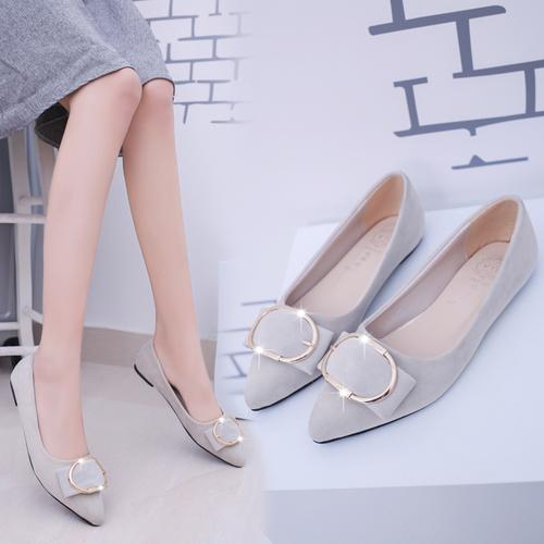 2020春秋新款单鞋尖头平底鞋女浅口平跟鞋女鞋软底工作鞋女豆豆鞋视频