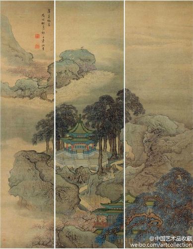 清宫画家#【 清 袁江 《蓬莱仙境图》 】十二通景屏