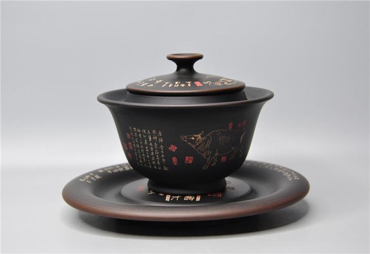 云南建水紫陶名家作品名家苟霖章老师手工精品盖碗盖碗