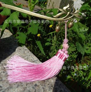 原创设计手工书签流苏 双流苏纯铜风水虎头铃铛 中国风文艺书签