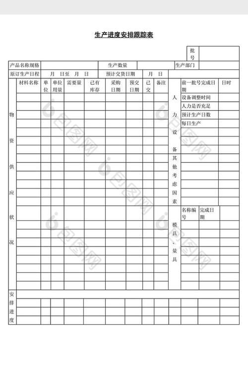 生产进度安排跟踪表word文档
