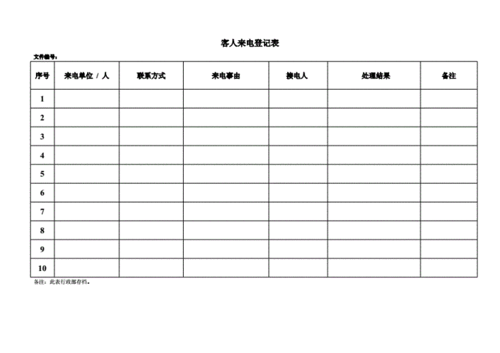 客人来访来电登记表.doc