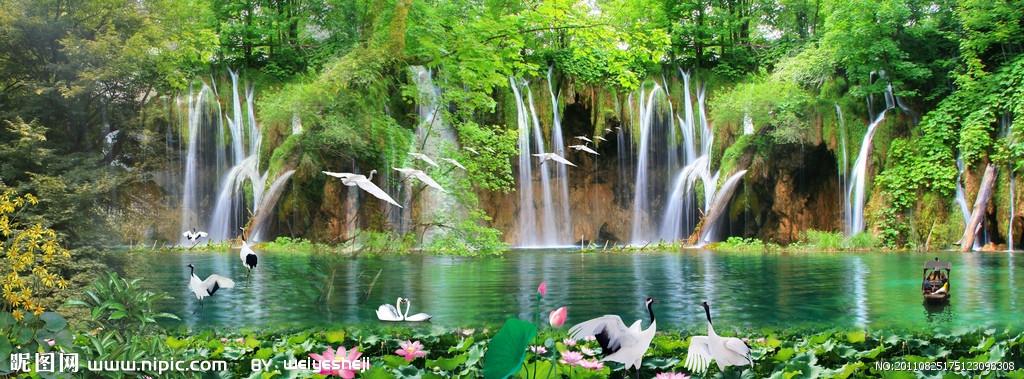 吉利招财山水风景图片