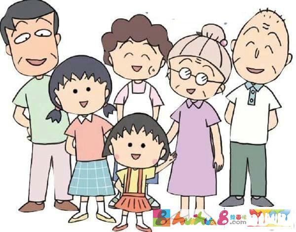 樱桃小丸子一家所有人简笔画图片大全