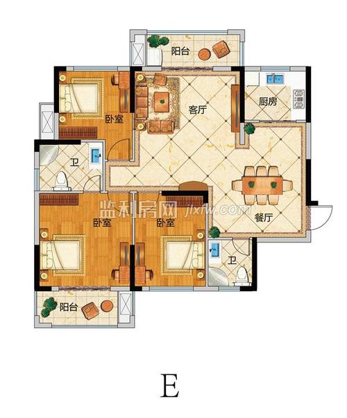 监利翔宇华庭户型图-e户型,翔宇华庭户型图,翔宇华庭网上展厅,监利房