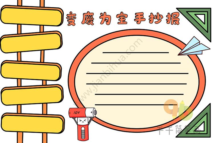 变废为宝手抄报_环保手抄报简笔画