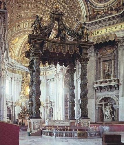 贝尼尼 罗马圣彼得大教堂中央大圆顶下的青铜华盖>(1633)