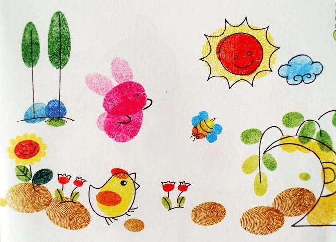 大二班《创意手指画》手指印添画