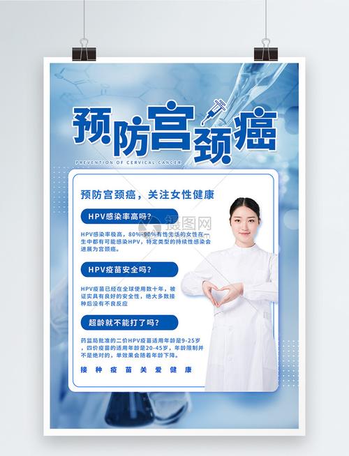 蓝色预防宫颈癌宣传海报