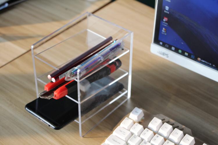 办公室桌面透明简约笔筒文具亚克力收纳